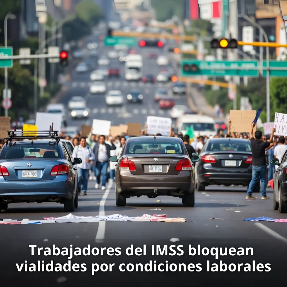 Trabajadores del IMSS bloquean vialidades por condiciones laborales