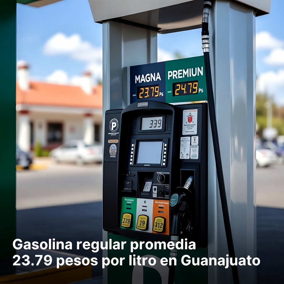 Gasolina regular promedia 23.79 pesos por litro en Guanajuato