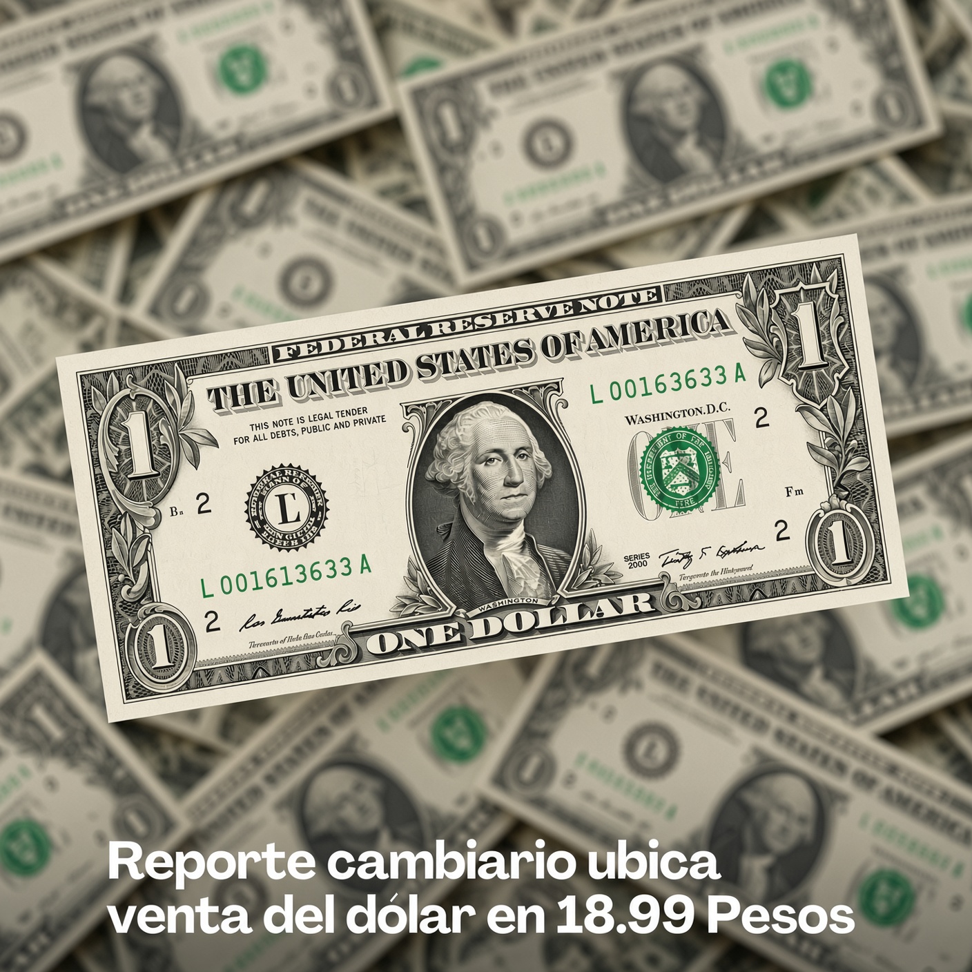 Reporte cambiario ubica venta del dólar en 18.99 pesos