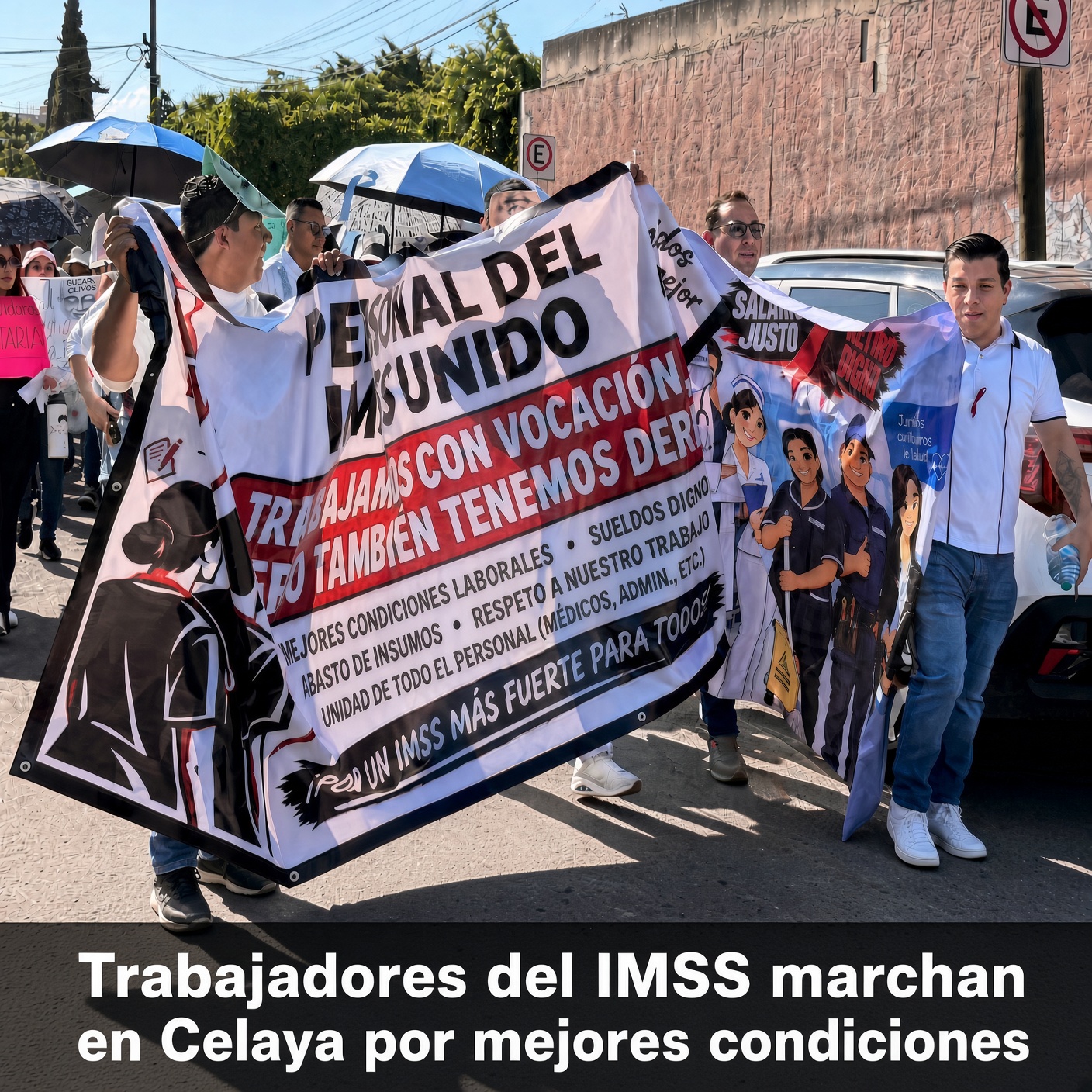 Trabajadores del IMSS marchan en Celaya por mejores condiciones