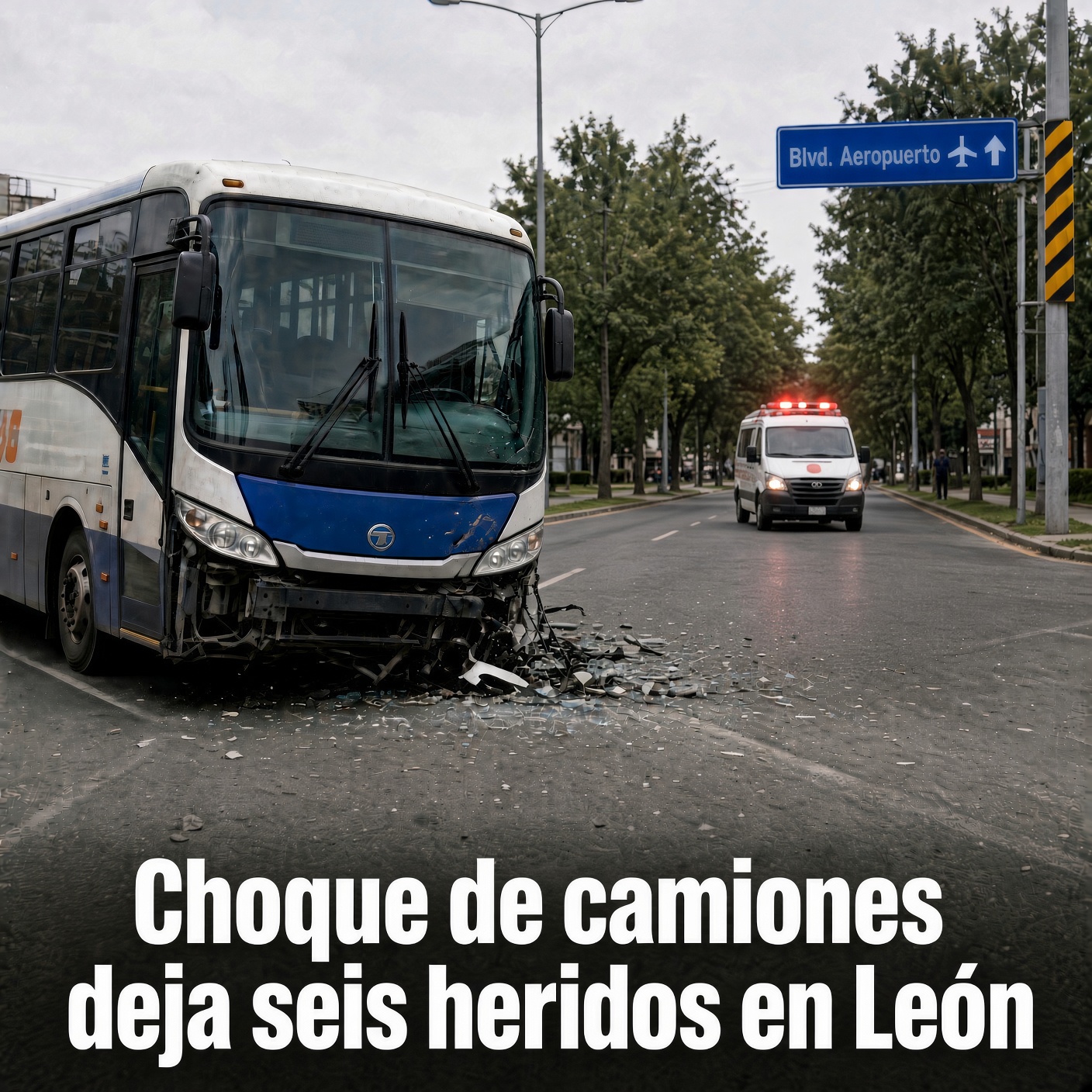 Choque de camiones deja seis heridos en León