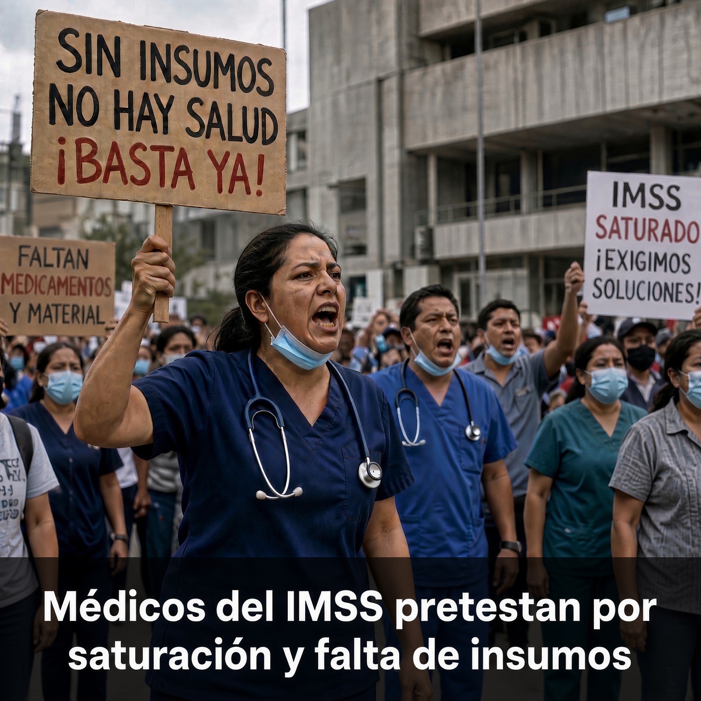 Médicos del IMSS protestan por saturación y falta de insumos