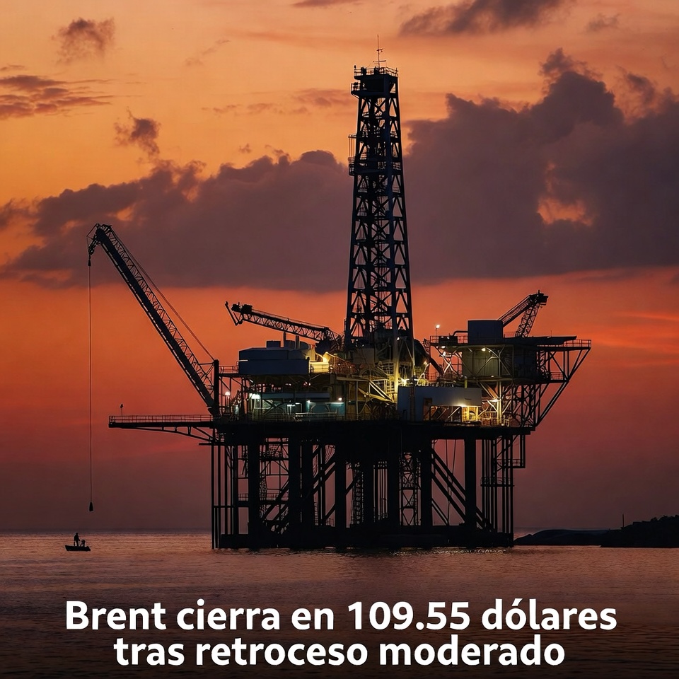 Brent cierra en 109.55 dólares tras retroceso moderado