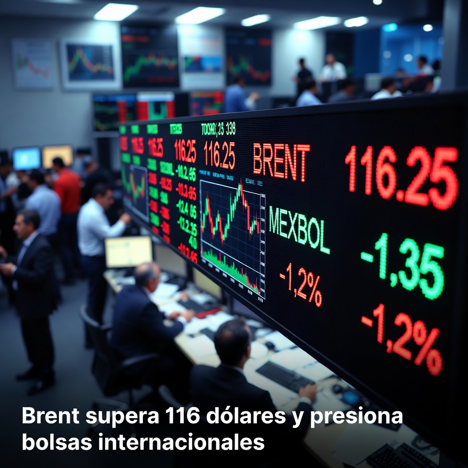 Brent supera 116 dólares y presiona bolsas internacionales