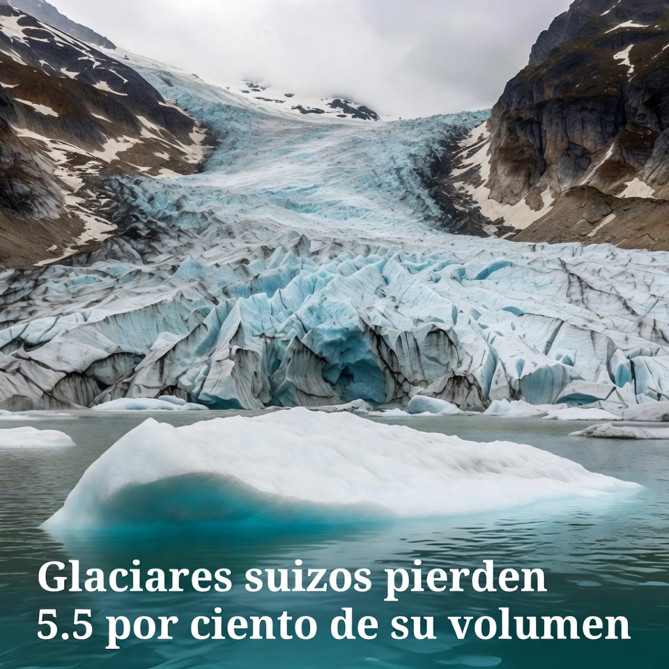 Glaciares suizos pierden 5.5 por ciento de su volumen